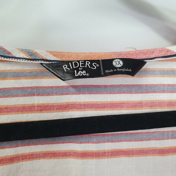 Riders By Lee Striped V-neck 3/4 Tie Sleeve Loose Fit Blouse Plus Size 3X - Picture 4 of 6